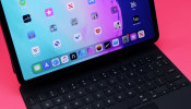 Black tablet computer with keyboard
