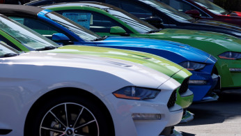 FILE PHOTO: New Ford Mustang automobiles are shown for sale