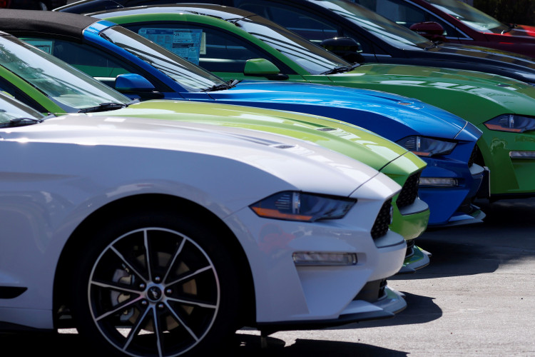 FILE PHOTO: New Ford Mustang automobiles are shown for sale