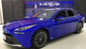 Toyota Motor Corp's revamped Mirai hydrogen fuel cell car is displayed at its launching event in Tokyo, Japan, December 9, 2020