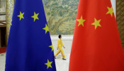 European Union and Chinese Flags