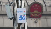 5G active antenna units with logos of China Mobile and Huawei 