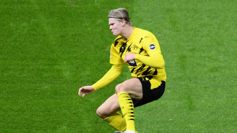 Soccer Football: Borussia Dortmund's Erling Braut Haaland celebrates scoring their fifth goal