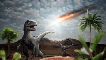 illustration if comet the killed off the dinosaurs
