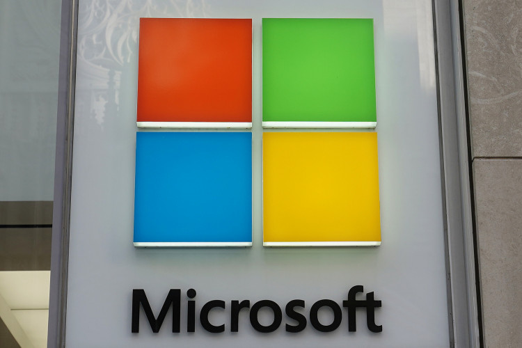 FILE PHOTO: A Microsoft logo is pictured on a store in the Manhattan borough of New York City, New York, U.S., January 25, 2021. 