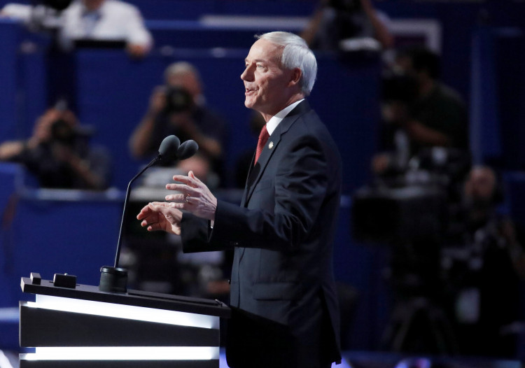 FILE PHOTO: Governor Asa Hutchinson speaks at the Republican National Convention in Cleveland, Ohio, U.S. July 19, 2016. 