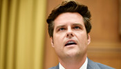 FILE PHOTO: Representative Matt Gaetz, (R-FL), speaks during a hearing in the Rayburn House office Building on Capitol Hill, in Washington, U.S., July 29, 2020. 