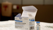 FILE PHOTO: A vial of the Johnson & Johnson's coronavirus disease (COVID-19) vaccine is seen at Northwell Health's South Shore University Hospital in Bay Shore, New York, U.S., March 3, 2021. 
