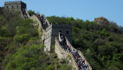 People visit the Mutianyu section of the Great Wall of China during Labour Day holiday.