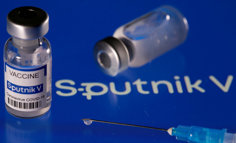 FILE PHOTO: Phial labelled "Sputnik V coronavirus disease (COVID-19) vaccine", March 24, 2021. 