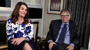 Microsoft co-founder Bill Gates and his wife Melinda sit during an interview in New York February 22, 2016. 