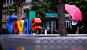 FILE PHOTO: The brand logo of Alphabet Inc's Google is seen outside its office in Beijing, China, August 8, 2018. 