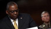 U.S. Secretary of Defense Lloyd Austin testifies before a Senate Armed Services Committee hearing on the Pentagon's budget request, on Capitol Hill in Washington, U.S. June 10, 2021. 