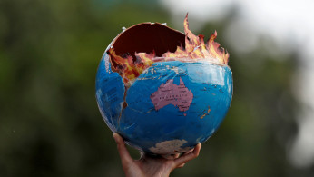 A replica depicting globe on fire during a 