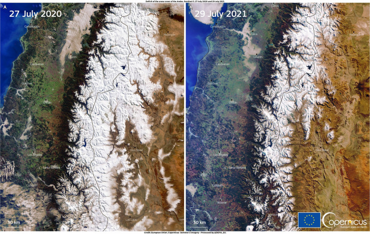 Andes satellite image comparison