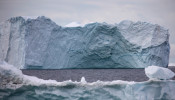 An iceberg floats near the Eqi glacier in the north of Ilulissat, Greenland.