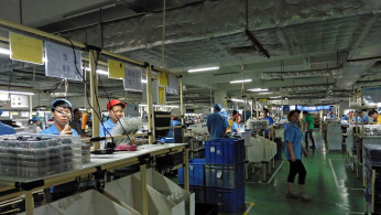 Factory workers in Zhuhai, China