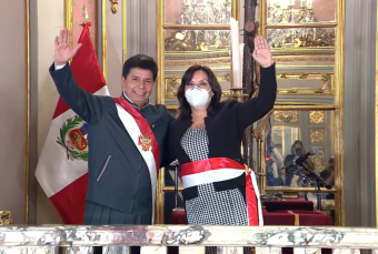 Pedro Castillo and Dina Boluarte in Feb. 8, 2022