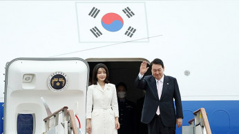 President Yoon Suk Yeol and first Lady Kim Keon Hee depart to Madrid, Spain for Nato Summit at Seoul Air Base 