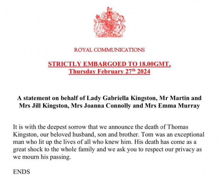 Thomas Kingston's Cause of Death: Lady Gabriella's Husband Found with 'Traumatic Head Wound,' Gun Found Near Body