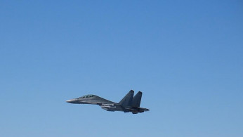 A Chinese J-16 fighter flew over Miyako Strait. The photo was taken by JASDF.