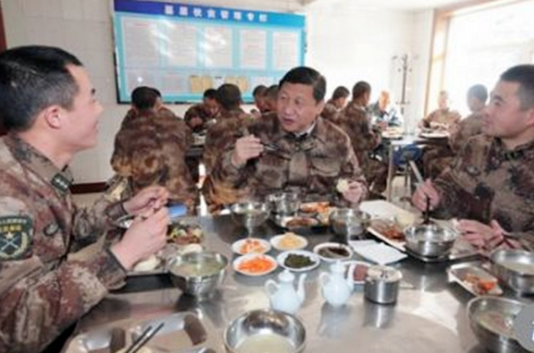 Xi with soldiers