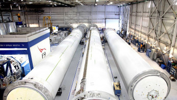 Falcon 9 rockets under construction, Space X Hawthorne facility.
