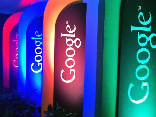 Google signs in different colors