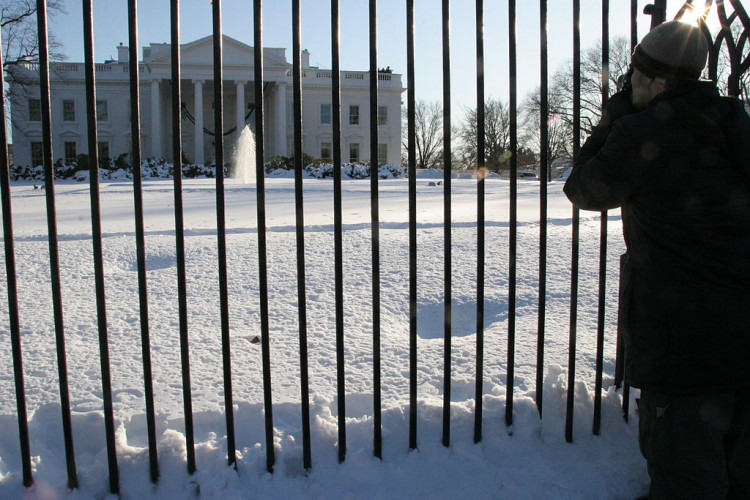 Tourists taking pic at White House