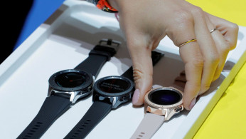 he new Samsung Galaxy Watch is seen displayed during a Samsung product launch event in Brooklyn