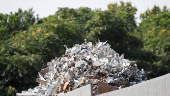 Aluminium used profiles are seen in a metals recycling company in Rome
