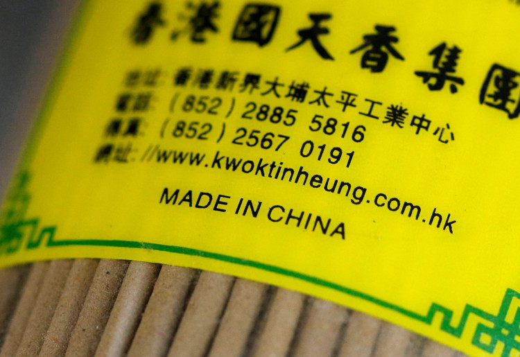 Products imported from China are displayed for sale at a wholesale shop in Paris