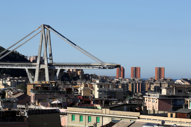 The collapsed Morandi Bridge
