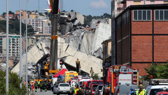 The collapsed Morandi Bridge
