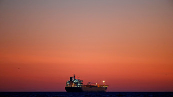  Oil tanker is seen at sunset anchored off the Fos-Lavera oil hub near Marseille