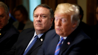  U.S. Secretary of State Pompeo listens as U.S. President Trump holds cabinet meeting