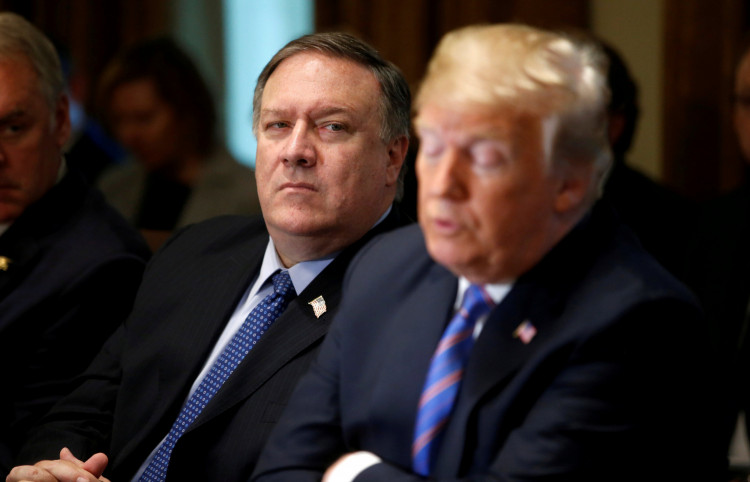  U.S. Secretary of State Pompeo listens as U.S. President Trump holds cabinet meeting