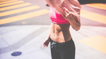 A Woman Wearing Sports Bra