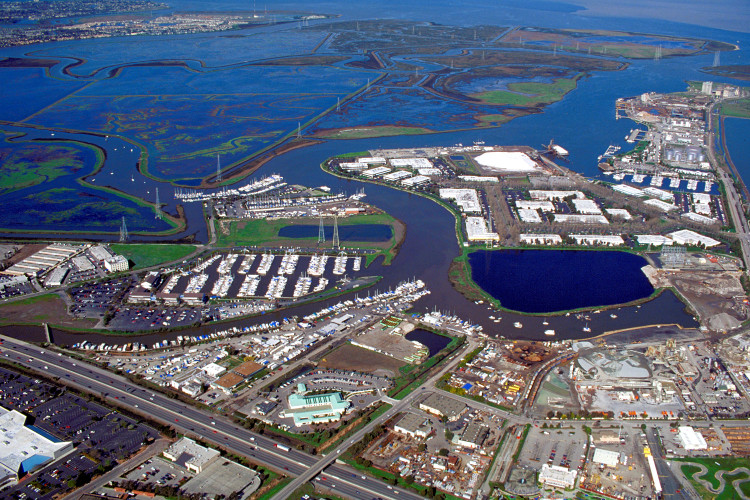 Redwood City port aerial view