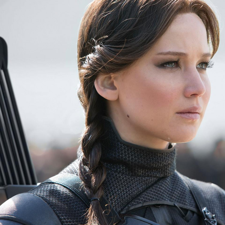 Jennifer Lawrence as Katniss Everdeen in the "Hunger Games" film series.
