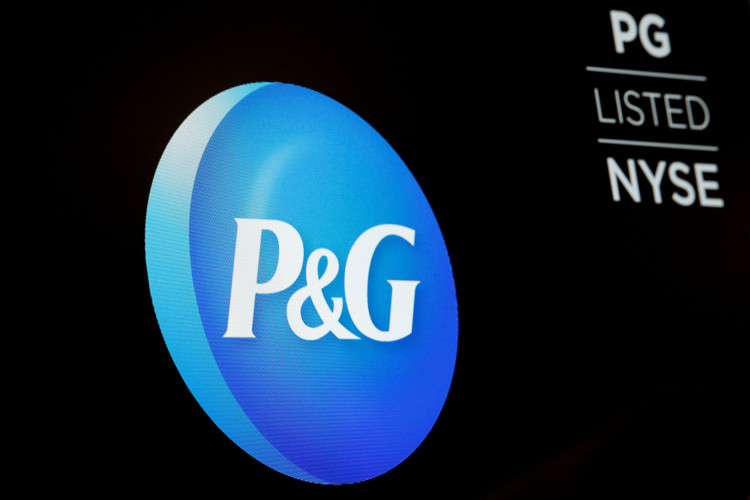 The Procter & Gamble logo displayed on a screen at the New York Stock Exchange