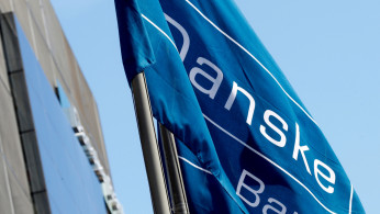 Danske Bank flag flutters at the bank's Estonian branch in Tallinn
