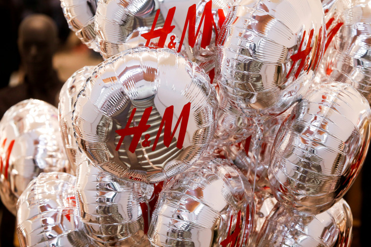 Balloons with the logo of Swedish fashion retailer H&M are pictured at its newly opened store in central Moscow
