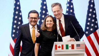 Mexican Economy Minister Guajardo, Canadian Foreign Minister Freeland and U.S. Trade Representative Lighthizer 
