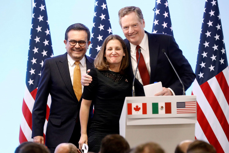 Mexican Economy Minister Guajardo, Canadian Foreign Minister Freeland and U.S. Trade Representative Lighthizer 