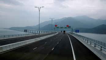 View on the Hong Kong side of the Hong Kong-Zhuhai-Macau bridge