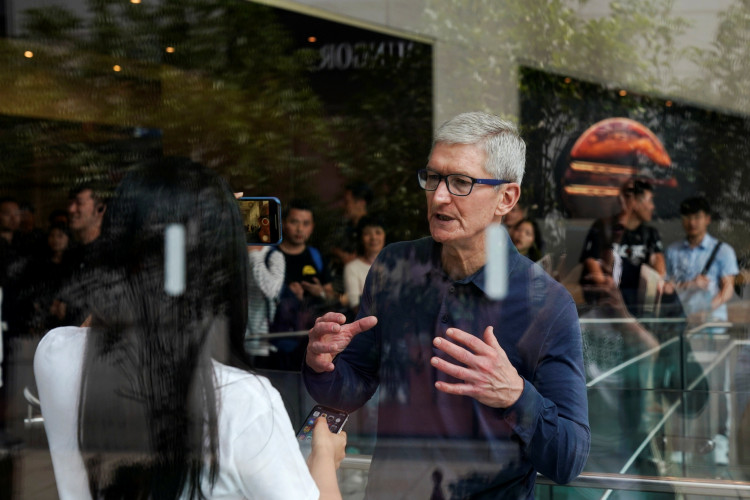 Apple CEO Tim Cook In Apple Store In Shanghai