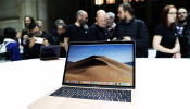 Attendees try out the new MacBook Air during an Apple launch event in the Brooklyn borough of New York