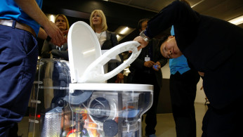 A toilet design by Cranfield University at the Reinvented Toilet Expo
