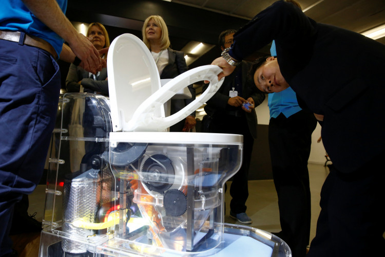 A toilet design by Cranfield University at the Reinvented Toilet Expo